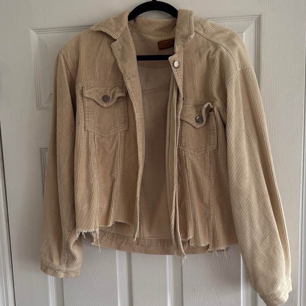Grey Bandit Beige Corduroy Crop Jacket